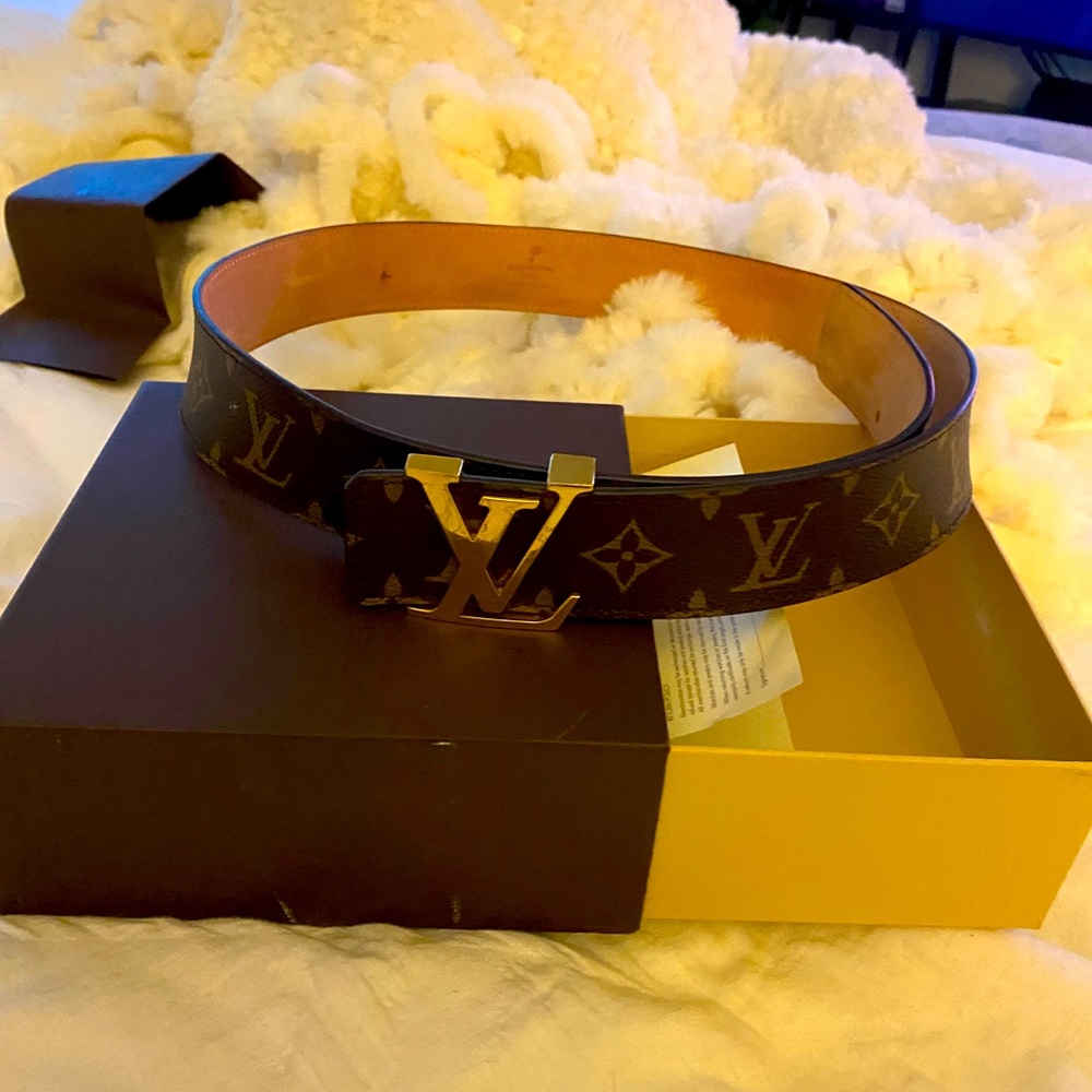 Brown Louis Vuitton Monogram Belt Gold LV Buckle